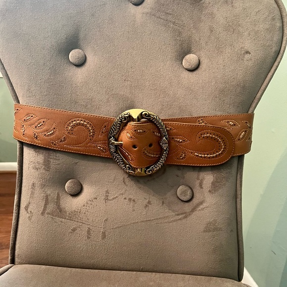Cole Haan Tan Embroidered Belt - Picture 4 of 11